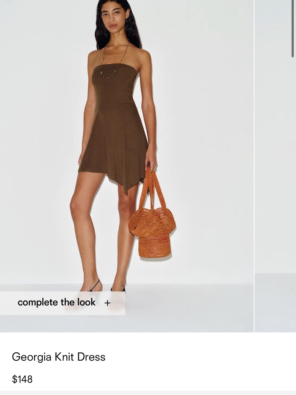 Reformation Georgia Strapless Mini Dress — Brown